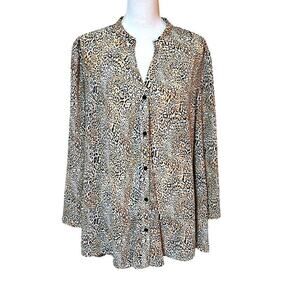Chico's Animal Print Sheer Top Women Size 16/18 Chic Classic Preppy Feminine